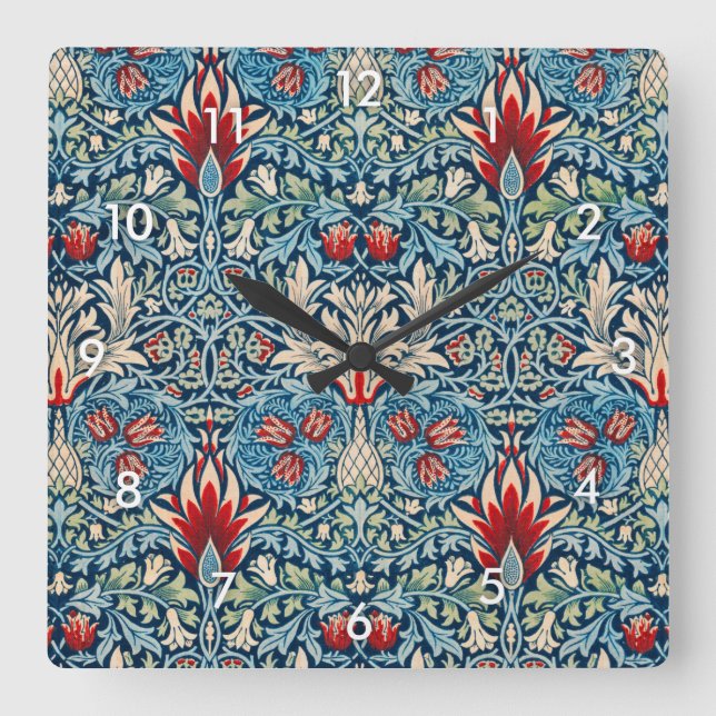 Snakeshead, William Morris Square Wall Clock (Front)