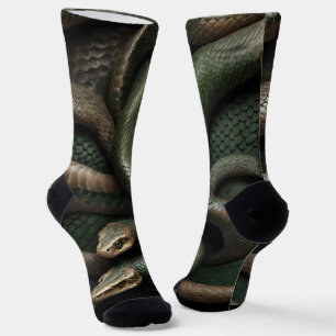 Snakeskin 3D Print Green and Black snake Socks