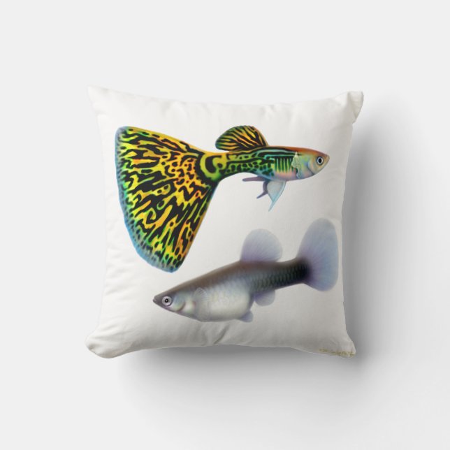 Snakeskin Cobra Fancy Guppy Fish Pillow (Front)