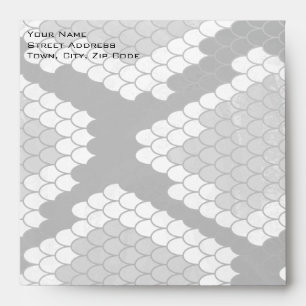 Snakeskin Grey, White, and Black Monogrammed Envelope