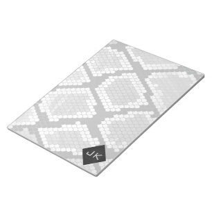 Snakeskin Grey, White, and Black Monogrammed Notepad