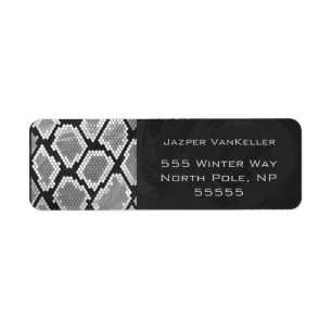 Snakeskin Grey, White, and Black Monogrammed Return Address Label