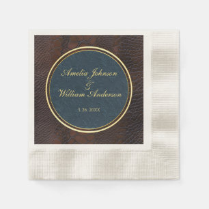 Snakeskin Leather Victorian Brown Wedding Napkin