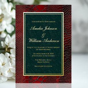Snakeskin Leather Victorian Red Dark Green Wedding