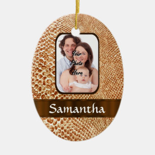 Snakeskin look custom photo ceramic tree decoration