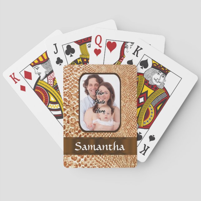 Snakeskin look custom photo playing cards (Back)