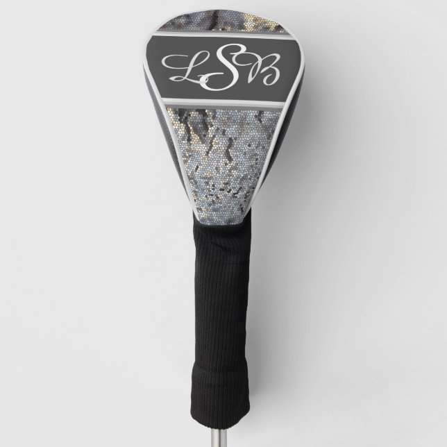 Snakeskin Pattern Masculine Mosaic Monogram Golf Head Cover (Front)