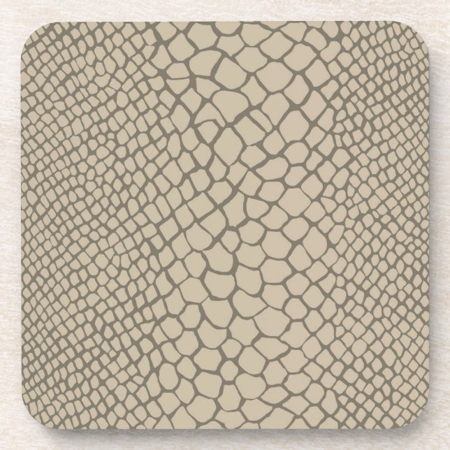 Snakeskin Taupe Animal Print Adventure Chic Cool Coaster (Front)