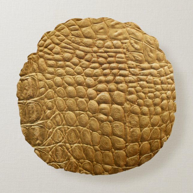 Snakeskin Texture: Wild Background Design. Round Cushion (Front)