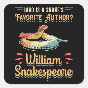 Snakespeare Cobra Snake Reptile Animal Funny Gift Square Sticker