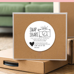 Snap and Share Camera Heart Social Media Business Classic Round Sticker