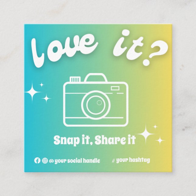 Snap and Share Square Business Card (Front)