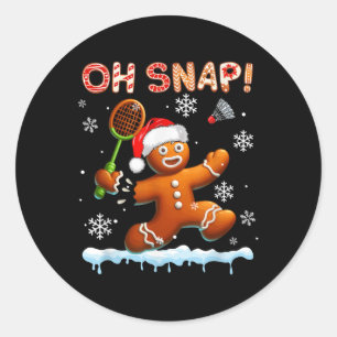 Snap Chrismas Gingerbread Broken Playing Badminton Classic Round Sticker