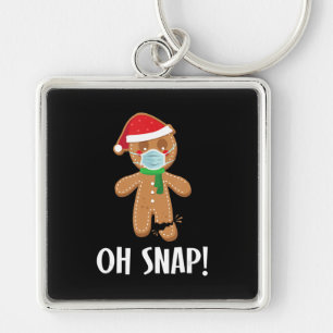 Snap Christmas Ginger Bread Man Mask Holiday Gift Key Ring