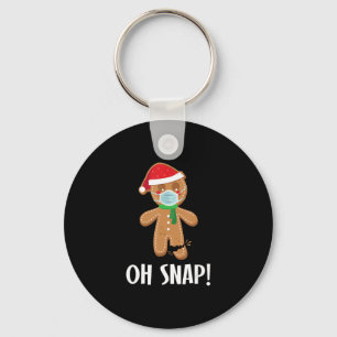 Snap Christmas Ginger Bread Man Mask Holiday Gift Key Ring