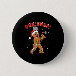 Snap Christmas Santa Gingerbread Playing Badminton 6 Cm Round Badge