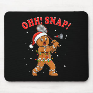 Snap Christmas Santa Gingerbread Playing Badminton Mouse Pad
