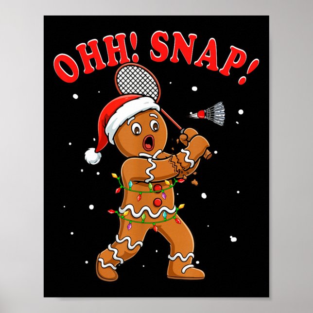 Snap Christmas Santa Gingerbread Playing Badminton Poster (Front)