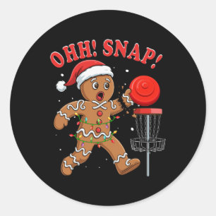 Snap Christmas Santa Gingerbread Playing Disc Golf Classic Round Sticker