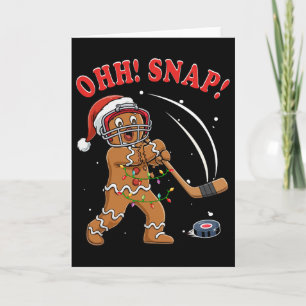 Snap Christmas Santa Gingerbread Playing Hockey Pl Card