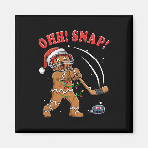 Snap Christmas Santa Gingerbread Playing Hockey Pl Magnet