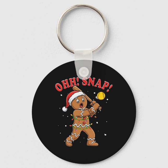 Snap Christmas Santa Gingerbread Playing Softll Pl Key Ring (Front)