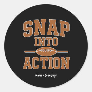 Snap Into Action Retro Football Game Day Design Classic Round Sticker
