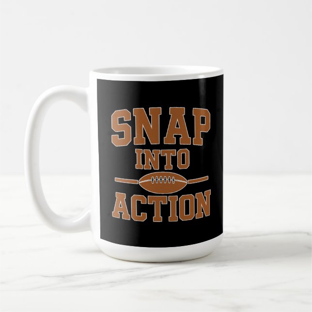 Snap Into Action Retro Football Game Day Design Coffee Mug (Left)