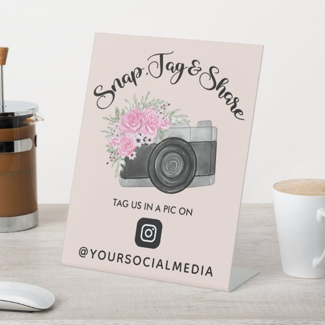 Snap, Tag, Share Instagram Social Media Pedestal Sign (In SItu)