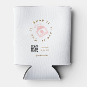 Snap tag share social media q r code brown red can cooler
