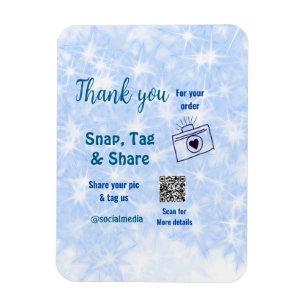 Snap tag share social media q r code glitter blue magnet