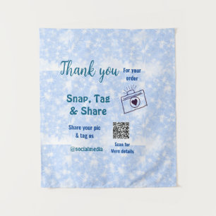 Snap tag share social media q r code glitter blue tapestry