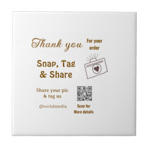 Snap tag share social media q r code glitter pink ceramic tile