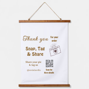 Snap tag share social media q r code glitter pink hanging tapestry