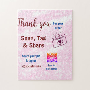 Snap tag share social media q r code glitter pink jigsaw puzzle