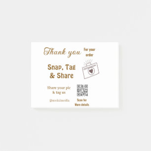 Snap tag share social media q r code glitter pink post-it notes