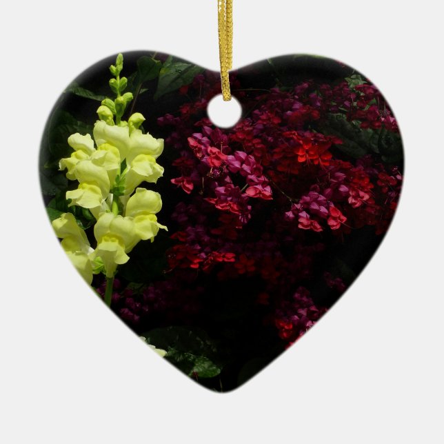 Snapdragon and Pagoda Flowers Colourful Floral Ceramic Ornament (Front)