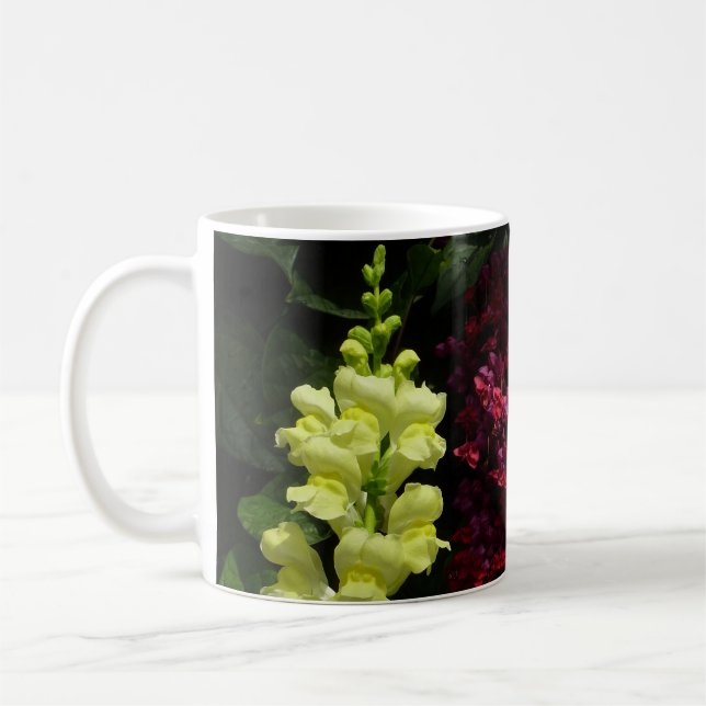 Snapdragon and Pagoda Flowers Colourful Floral Coffee Mug (Left)