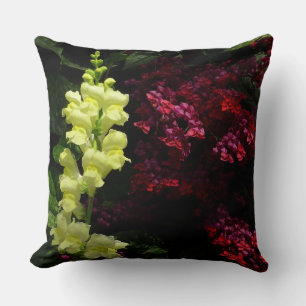 Snapdragon and Pagoda Flowers Colourful Floral Cushion