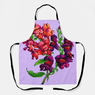 snapdragon flowers print apron