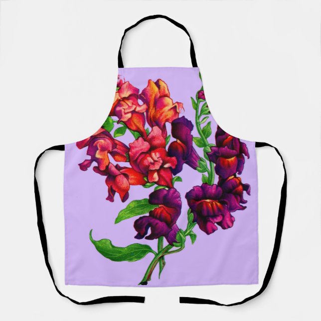 snapdragon flowers print apron (Front)