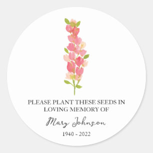 Snapdragon Memorial Funeral Seed Packet Classic Round Sticker