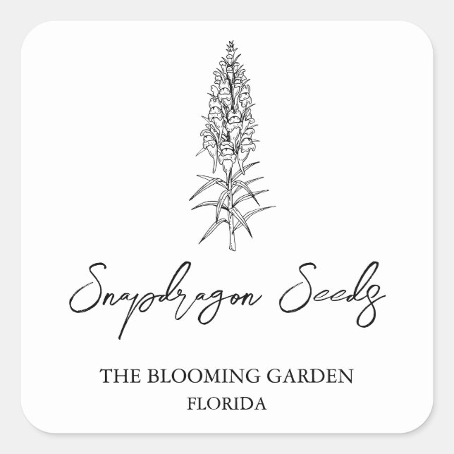 Snapdragon Seeds label (Front)