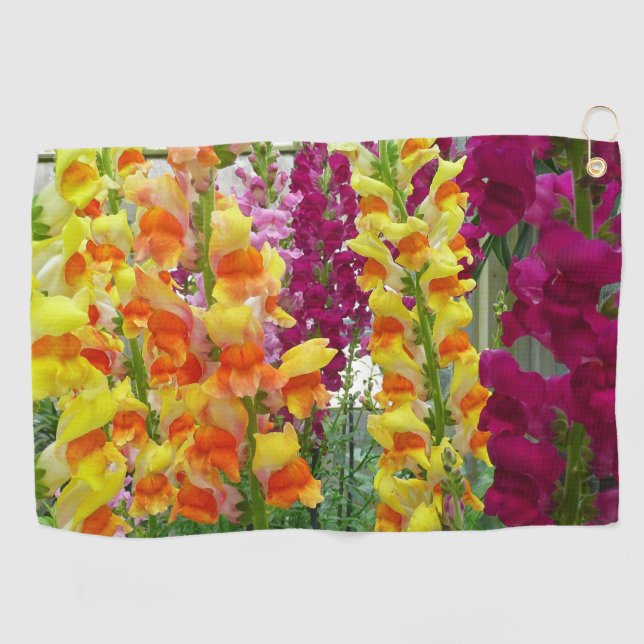 Snapdragons Colourful Floral Golf Towel (Horizontal)