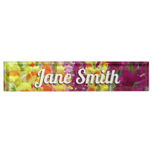 Snapdragons Colourful Floral Nameplate