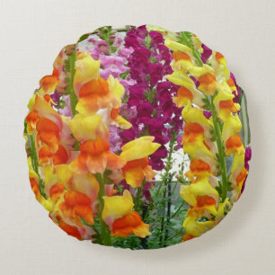 Snapdragons Colourful Floral Round Cushion