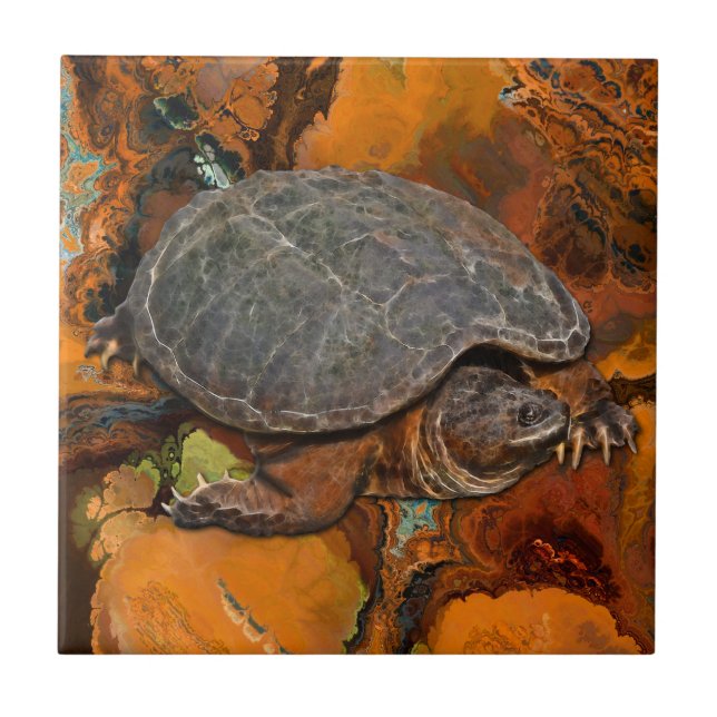 Snapping Turtle Terrapin-lover Gift Ceramic Tile (Front)