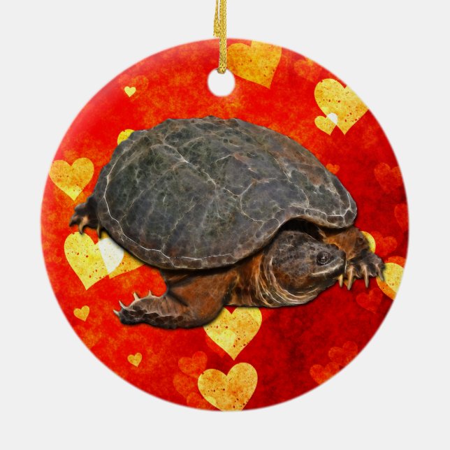 Snapping Turtle Terrapin-lover Gift Ceramic Tree Decoration (Back)