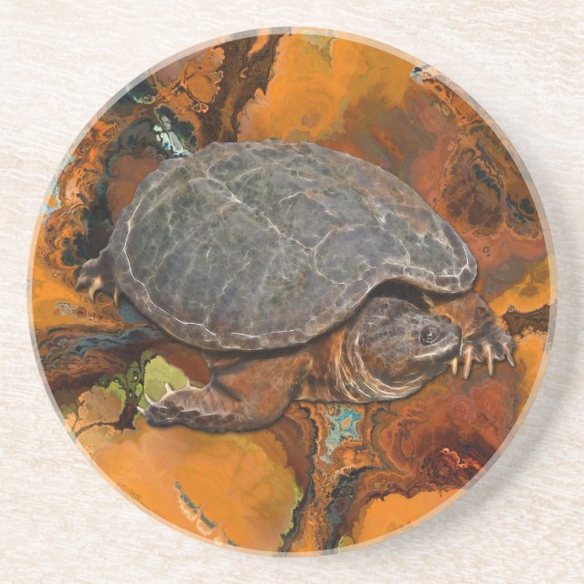 Snapping Turtle Terrapin-lover Gift Coaster (Front)