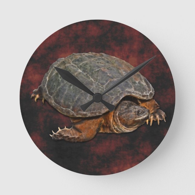 Snapping Turtle Terrapin-lover Gift Round Clock (Front)
